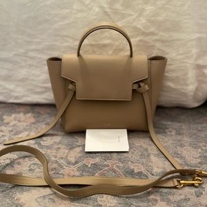 Like new Celine mini belt bag in light taupe